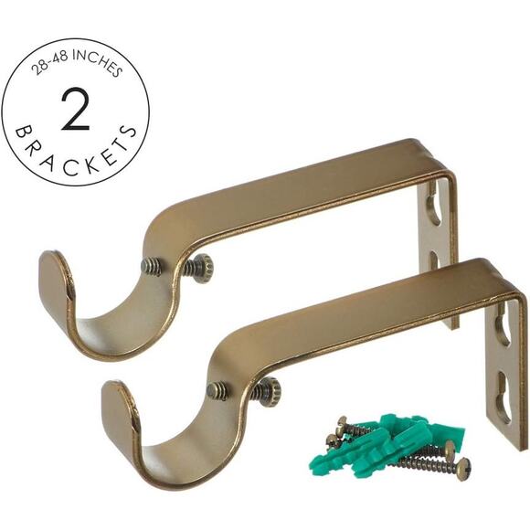 Ivilon Gold Curtain Rod 28–48" Warm Gold 1in Metal Drapery Rod End Cap Design - Picture 4 of 5